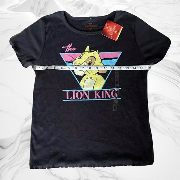 Disney The Lion King Black Tee XL Junior Simba Stretch Ruffle Hem Crew Neck NWT - Picture 3 of 5
